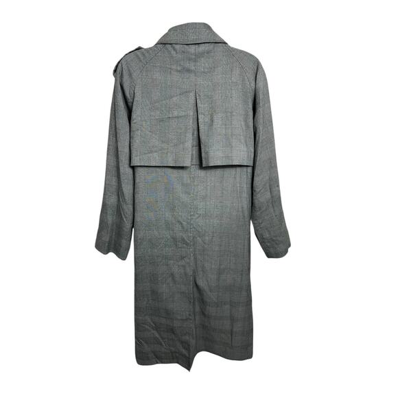MO & Co. Trench Coat Sz S Glen Check Plaid Academia Business Wool Blend - Picture 6 of 7
